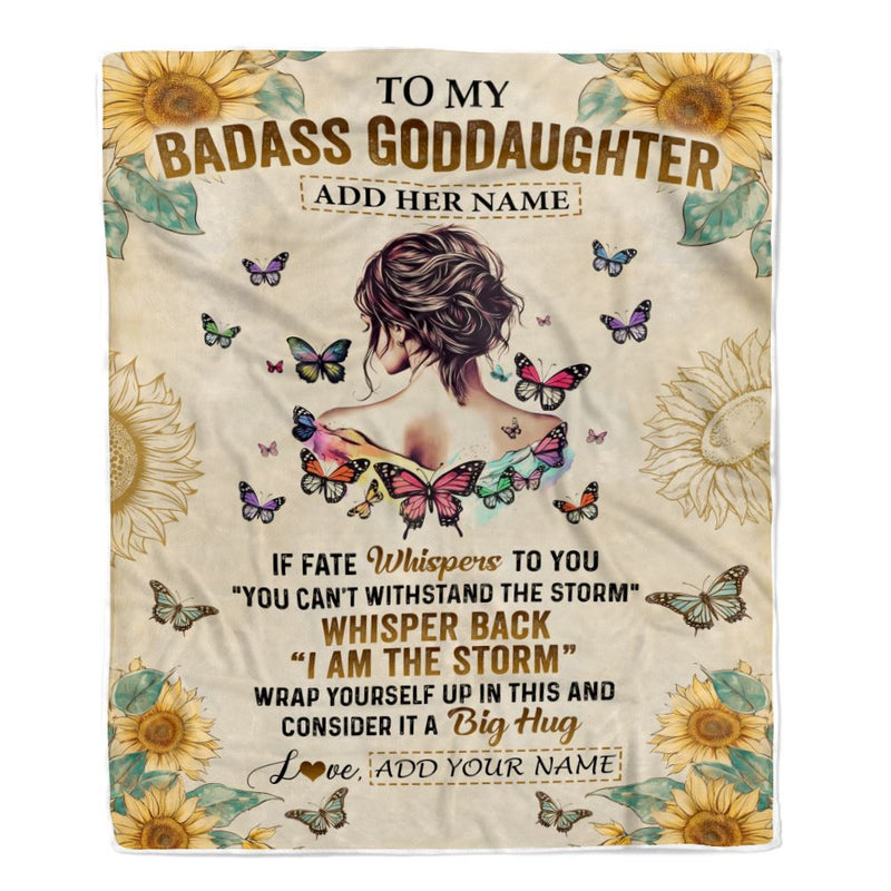Personalized To My Badass Goddaughter Blanket From Uncle Aunt I Am The Storm Goddaughter Gifts Birthday Graduation Christmas Customized Fleece Blanket Blanket mockup 1 800x.jpg