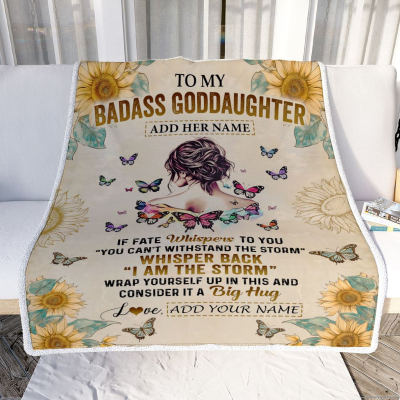 Personalized To My Badass Goddaughter Blanket From Uncle Aunt I Am The Storm Goddaughter Gifts Birthday Graduation Christmas Customized Fleece Blanket Blanket mockup 2 800x.jpg