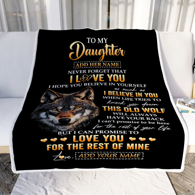Personalized To My Daughter Gifts From Dad Father Mom Mother Blanket Old Wolf Love You Daughter Birthday Gifts Graduation Christmas Customized Fleece Blanket Blanket mockup 2 800x.jpg
