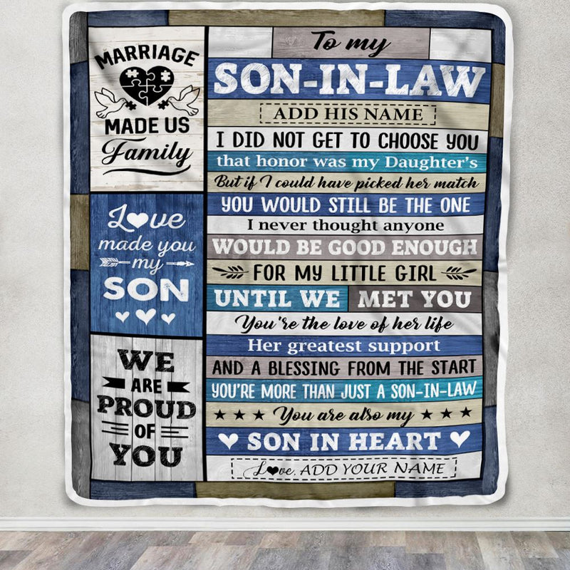 Personalized To My Son In Law Gifts Blanket From Mother In Law Wood Son In Heart Birthday Gifts Ideas Fathers Day Christmas Customized Fleece Throw Blanket Blanket mockup 3 800x.jpg