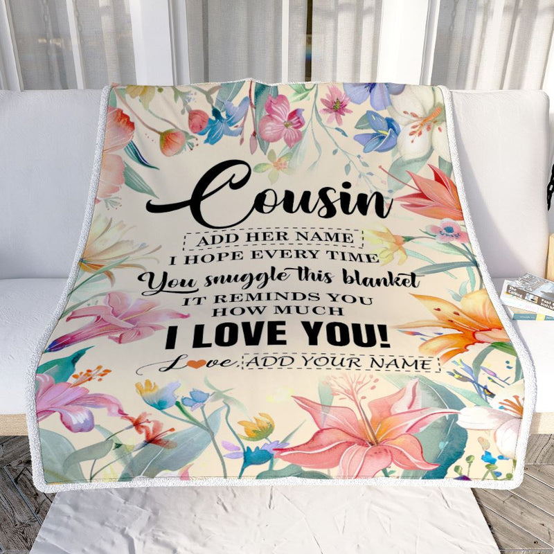 Personalized To My Cousin Blanket From Family Floral I Love You Great Cousin Birthday Gifts Graduation Christmas Customized Fleece Throw Blanket Blanket mockup 2 800x.jpg