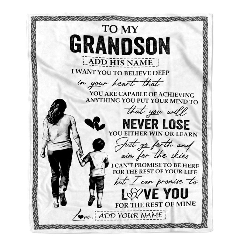 Personalized To My Grandson Blanket You Will Never Lose From Grandma Gigi Grandson Birthday Gifts Graduation Christmas Customized Fleece Throw Blanket Blanket mockup 1 800x.jpg