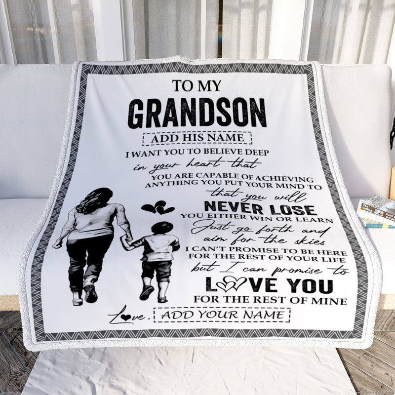 Personalized To My Grandson Blanket You Will Never Lose From Grandma Gigi Grandson Birthday Gifts Graduation Christmas Customized Fleece Throw Blanket Blanket mockup 2 800x.jpg