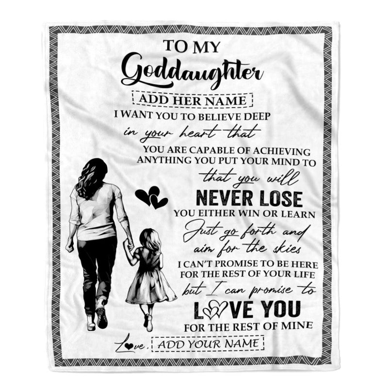 Personalized To My Goddaughter Blanket You Will Never Lose From Godmother Aunt Goddaughter Birthday Gifts Graduation Christmas Customized Fleece Blanket Blanket mockup 1 800x.jpg