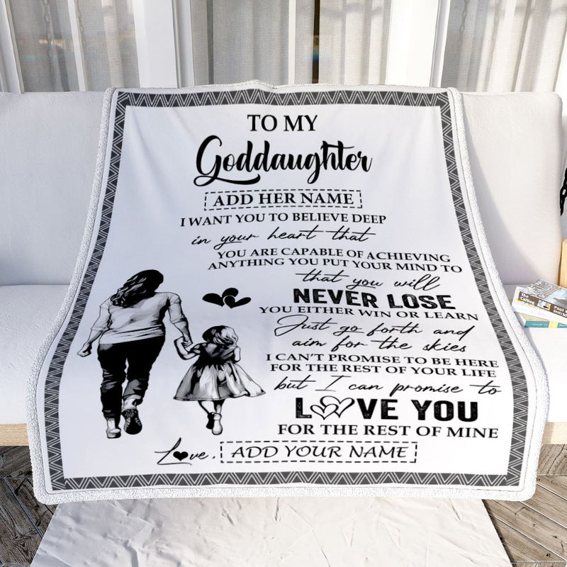 Personalized To My Goddaughter Blanket You Will Never Lose From Godmother Aunt Goddaughter Birthday Gifts Graduation Christmas Customized Fleece Blanket Blanket mockup 2 800x.jpg