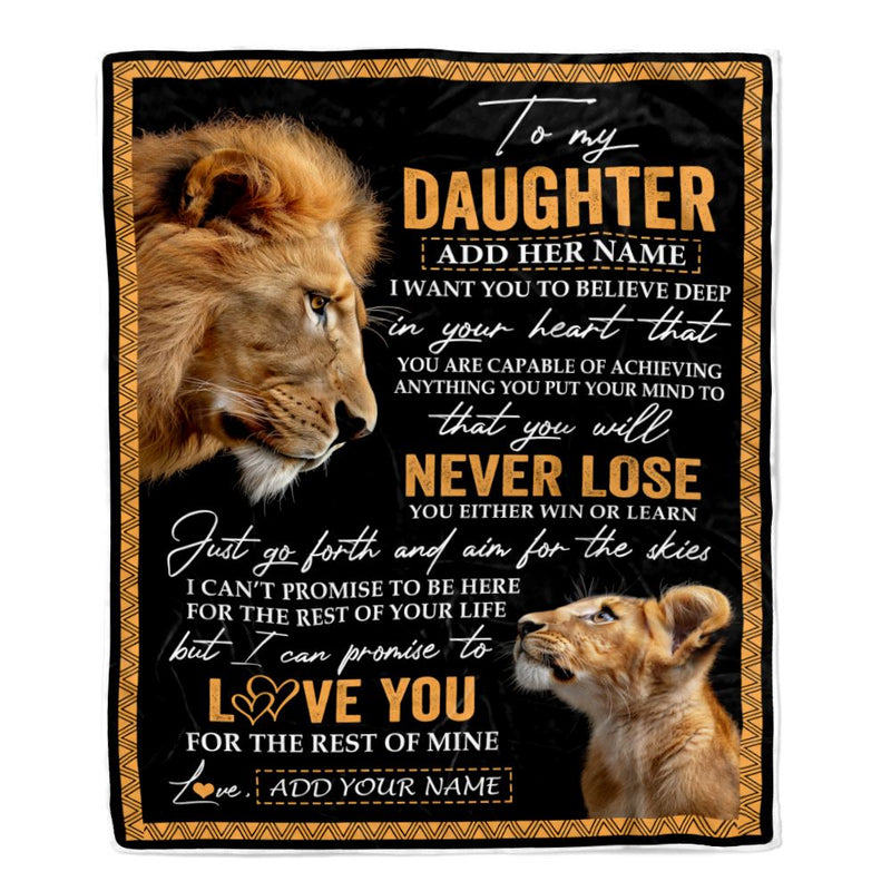 Personalized To My Daughter Blanket From Dad Father You Will Never Lose Lion Daughter Birthday Gifts Graduation Christmas Customized Fleece Throw Blanket Blanket mockup 1 800x.jpg