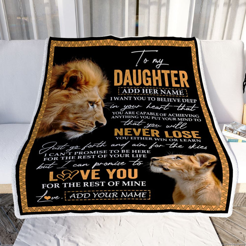 Personalized To My Daughter Blanket From Dad Father You Will Never Lose Lion Daughter Birthday Gifts Graduation Christmas Customized Fleece Throw Blanket Blanket mockup 2 800x.jpg