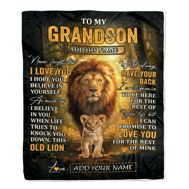 Personalized To My Grandson Lion Blanket From Grandpa Papa Never Forget That I Love You Grandson Birthday Gifts Christmas Customized Fleece Throw Blanket Blanket mockup 1 800x.jpg