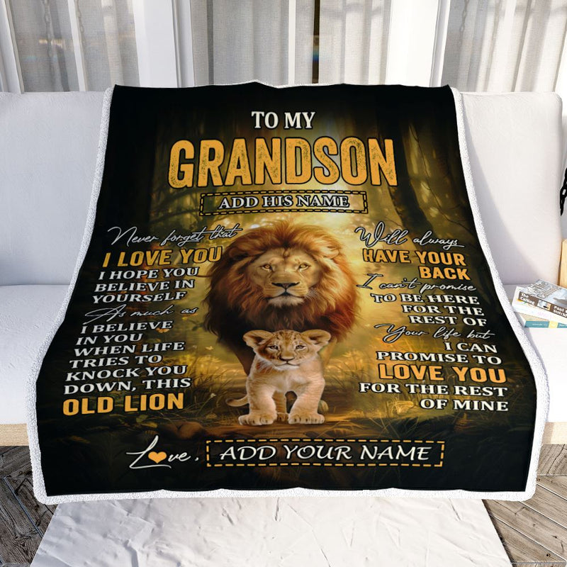 Personalized To My Grandson Lion Blanket From Grandpa Papa Never Forget That I Love You Grandson Birthday Gifts Christmas Customized Fleece Throw Blanket Blanket mockup 2 800x.jpg