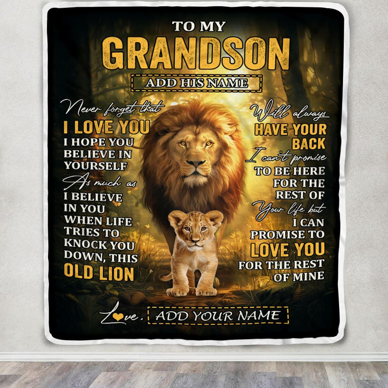 Personalized To My Grandson Lion Blanket From Grandpa Papa Never Forget That I Love You Grandson Birthday Gifts Christmas Customized Fleece Throw Blanket Blanket mockup 3 800x.jpg
