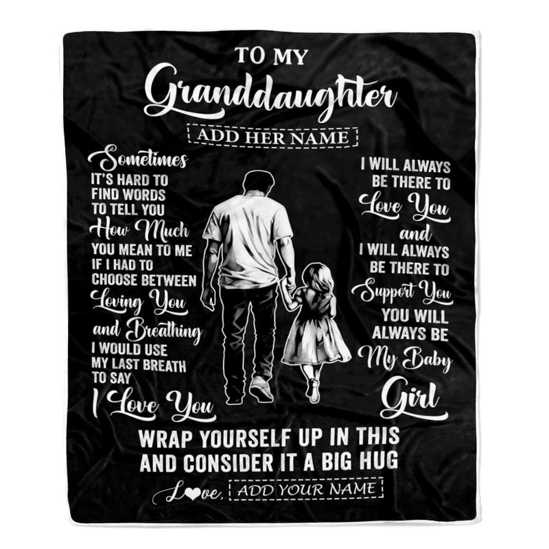 Personalized To My Granddaughter Blanket From Grandpa Papa Sometimes It s Hard Granddaughter Birthday Gifts Graduation Christmas Fleece Throw Blanket Blanket mockup 1 800x.jpg