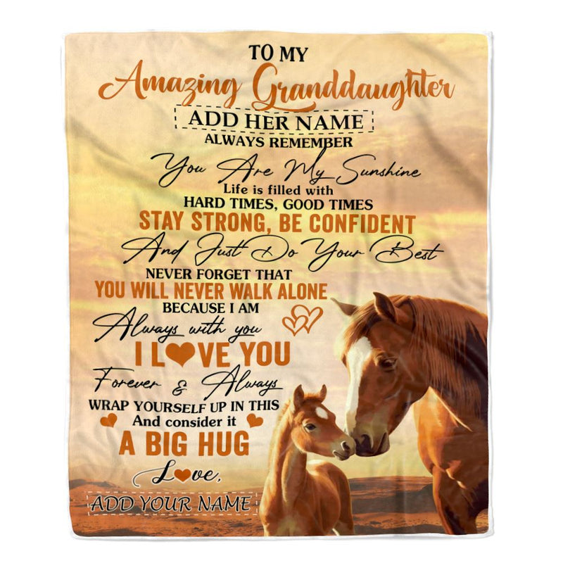 Personalized To My Amazing Granddaughter Horse Blanket From Grandma Grandpa My Sunshine Granddaughter Birthday Gifts Graduation Christmas Fleece Throw Blanket Blanket mockup 1 800x.jpg