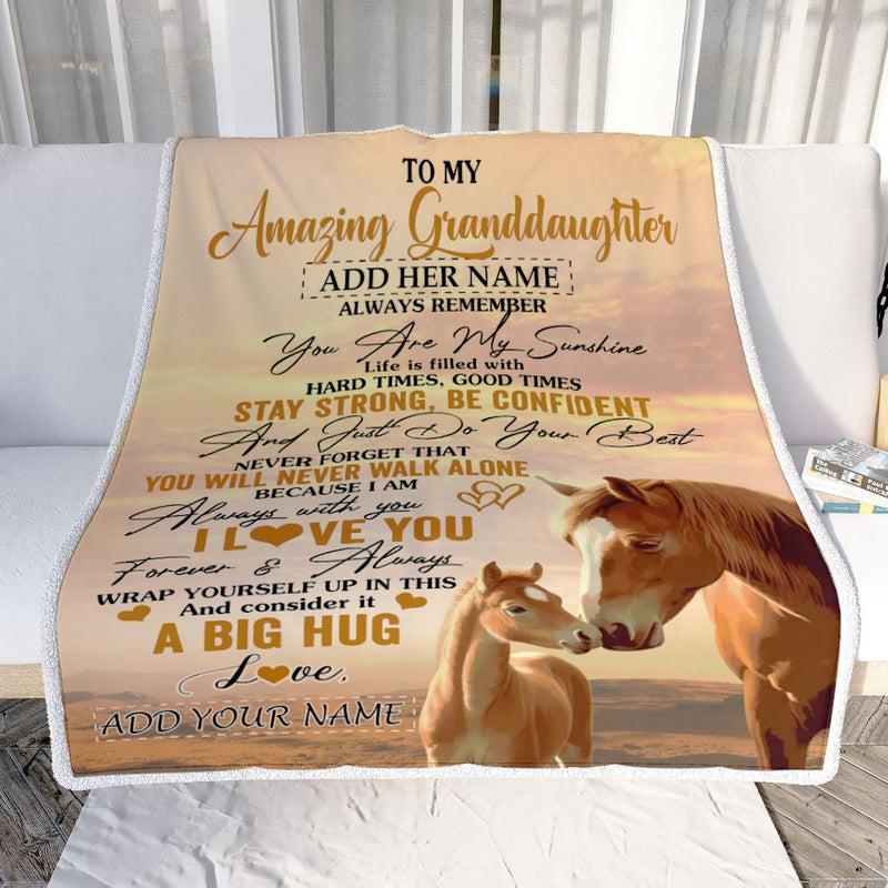 Personalized To My Amazing Granddaughter Horse Blanket From Grandma Grandpa My Sunshine Granddaughter Birthday Gifts Graduation Christmas Fleece Throw Blanket Blanket mockup 2 800x.jpg