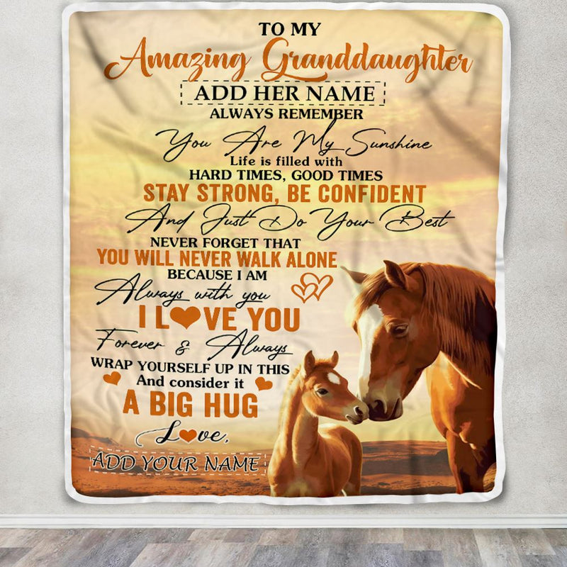 Personalized To My Amazing Granddaughter Horse Blanket From Grandma Grandpa My Sunshine Granddaughter Birthday Gifts Graduation Christmas Fleece Throw Blanket Blanket mockup 3 800x.jpg