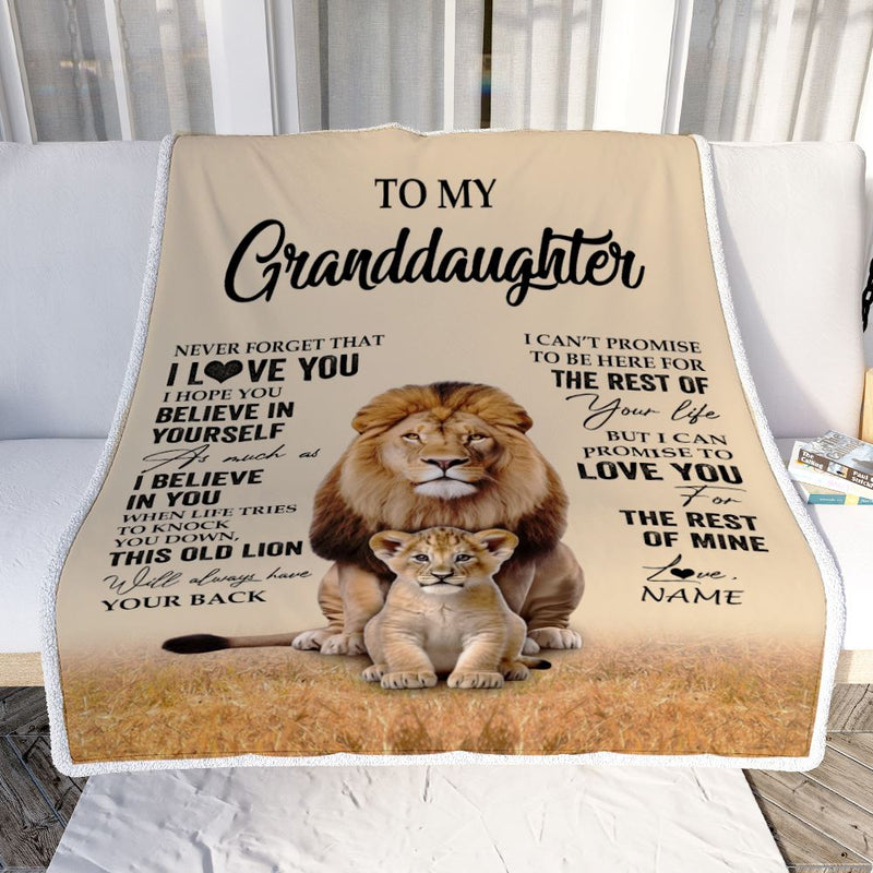 Personalized To My Granddaughter Blanket From Grandpa Papa Lion Never Forget That I Love You Granddaughter Birthday Gifts Christmas Customized Fleece Throw Blanket Blanket mockup 2 800x.jpg