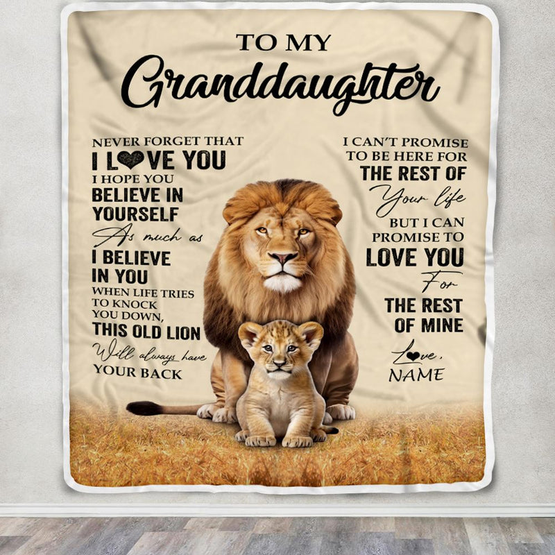 Personalized To My Granddaughter Blanket From Grandpa Papa Lion Never Forget That I Love You Granddaughter Birthday Gifts Christmas Customized Fleece Throw Blanket Blanket mockup 3 800x.jpg