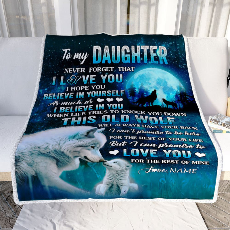 Personalized To My Daughter Blanket From Mom Dad Mother This Old Wolf Love Daughter Birthday Gifts Graduation Christmas Customized Bed Fleece Throw Blanket Blanket mockup 2 800x.jpg