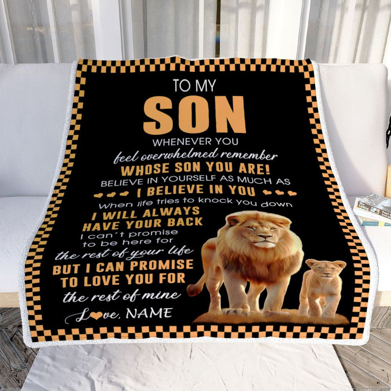 Personalized To My Son Blanket From Dad Father Whenever You Feel Lion Son Birthday Gifts Graduation Christmas Customized Bed Fleece Throw Blanket Blanket mockup 2 800x.jpg