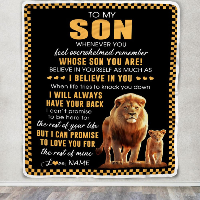 Personalized To My Son Blanket From Dad Father Whenever You Feel Lion Son Birthday Gifts Graduation Christmas Customized Bed Fleece Throw Blanket Blanket mockup 3 800x.jpg