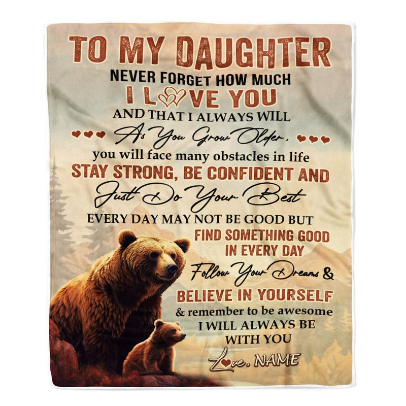 Personalized To My Daughter I Love You Forever Blanket From Mom Dad Mother Bear Daughter Birthday Gifts Graduation Christmas Customized Fleece Blanket Blanket mockup 1 800x.jpg