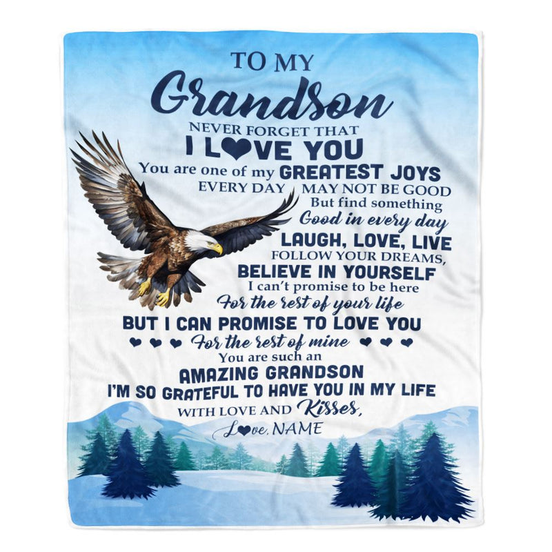 Personalized To My Grandson Eagle Blanket From Grandma Never Forget That I Love You Grandson Gift Birthday Graduation Christmas Customized Fleece Throw Blanket Blanket mockup 1 800x.jpg