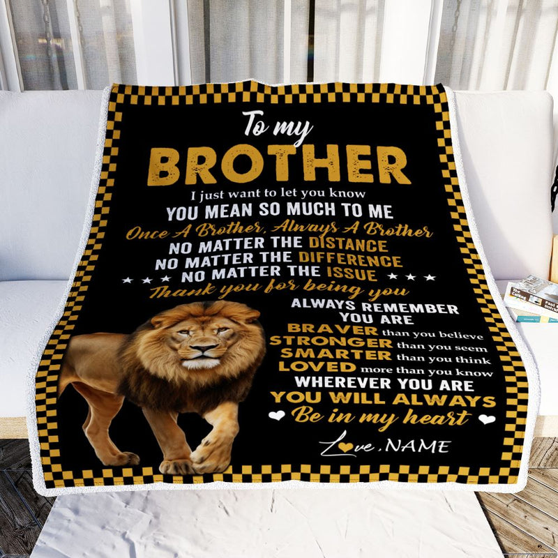 Personalized To My Brother Blanket From Sister Lion Always A Brother For Men Big Brother Birthday Graduation Christmas Customized Gift Bed Fleece Throw Blanket Blanket mockup 2 800x.jpg