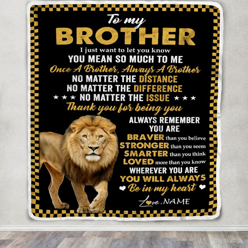 Personalized To My Brother Blanket From Sister Lion Always A Brother For Men Big Brother Birthday Graduation Christmas Customized Gift Bed Fleece Throw Blanket Blanket mockup 3 800x.jpg