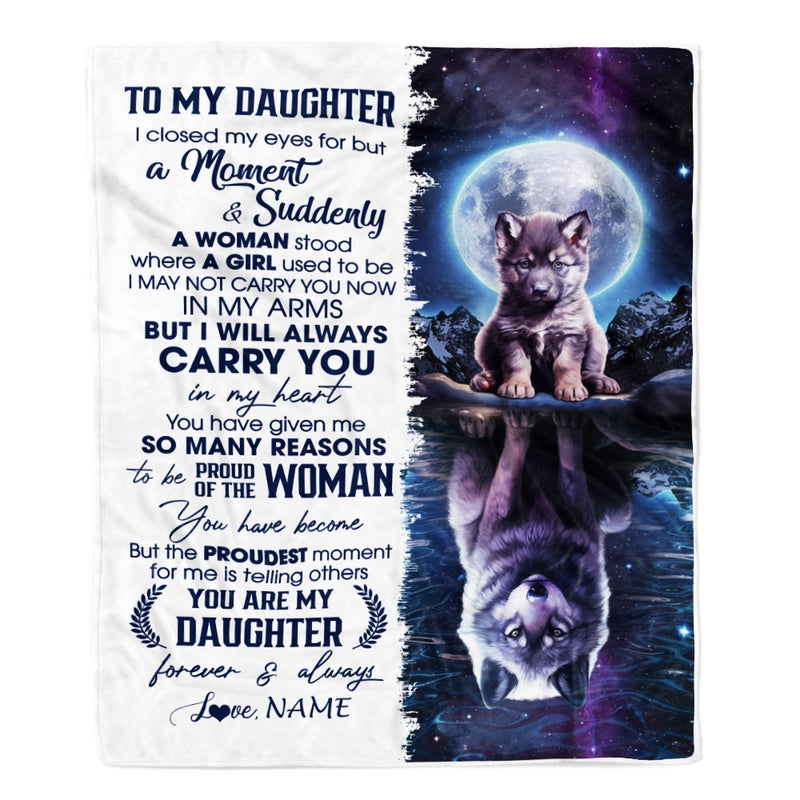 Personalized To My Daughter Blanket From Mom Dad I Close My Eyes Wolf Daughter Birthday Graduation Christmas Customized Gift Fleece Throw Blanket Blanket mockup 1 800x.jpg