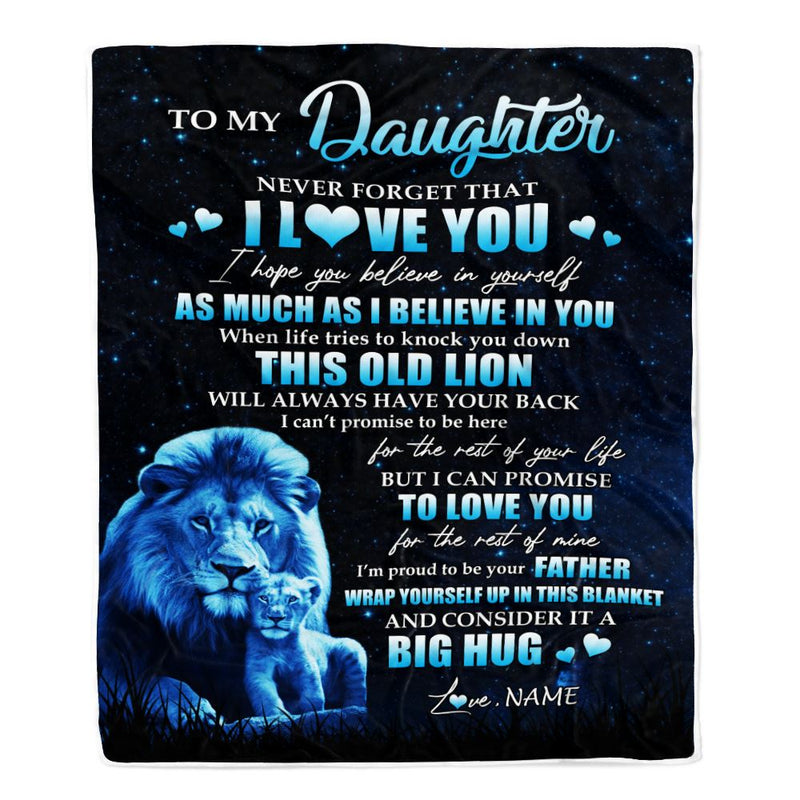 Personalized To My Daughter Lion Blanket From Dad Father Never Forget I Love You Daughter Birthday Graduation Christmas Customized Fleece Throw Blanket Blanket mockup 1 800x.jpg