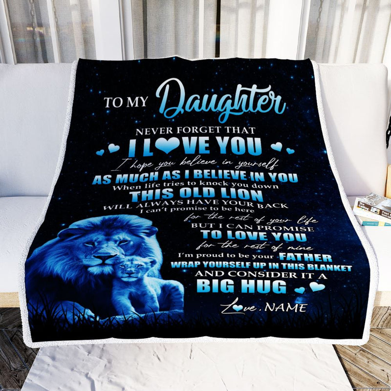 Personalized To My Daughter Lion Blanket From Dad Father Never Forget I Love You Daughter Birthday Graduation Christmas Customized Fleece Throw Blanket Blanket mockup 2 800x.jpg