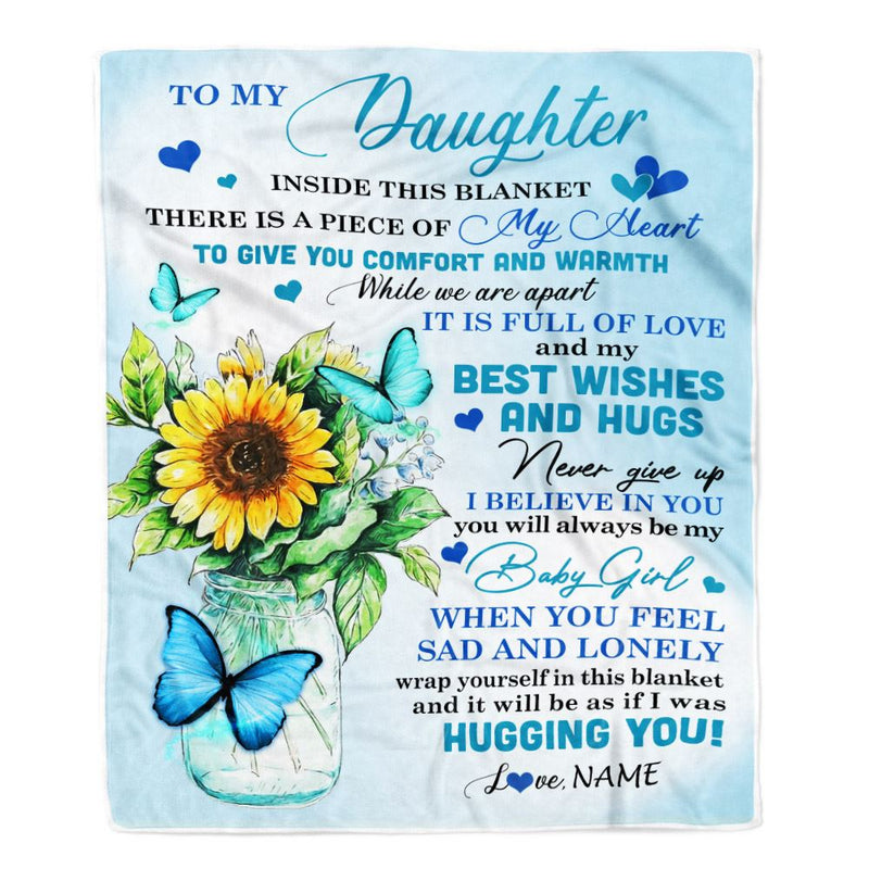 Personalized To My Daughter Blanket From Mom Mother Full Of Love Sunflower Butterfly Daughter Birthday Graduation Christmas Customized Fleece Blanket Blanket mockup 1 800x.jpg