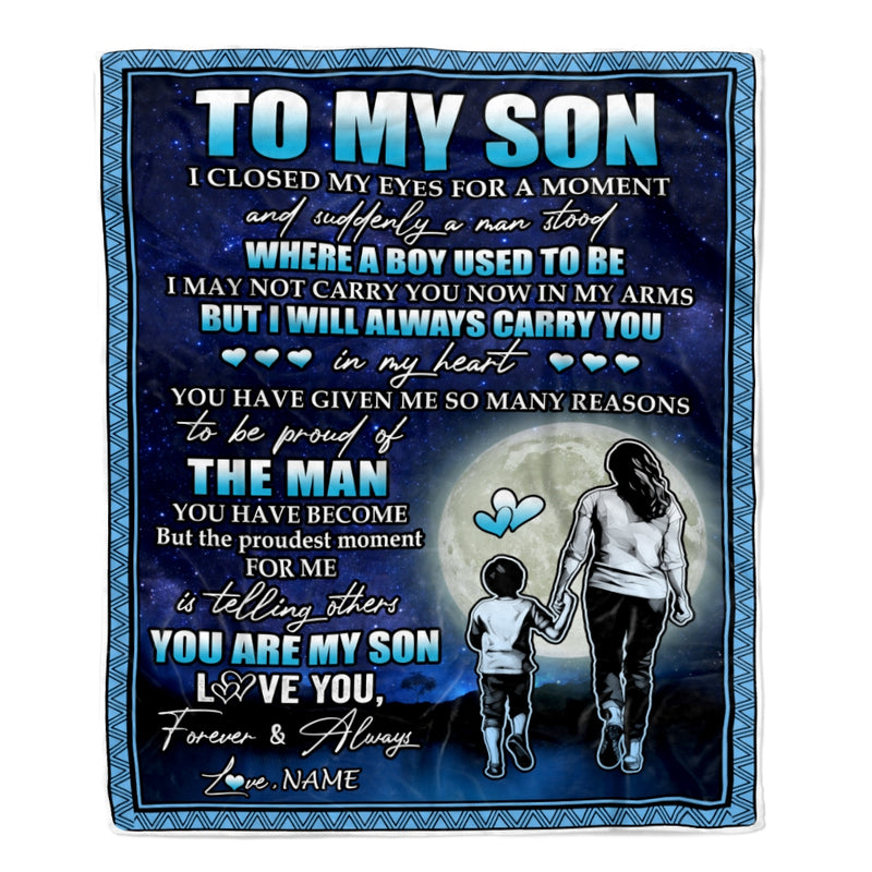 Personalized To My Son Blanket From Mom Mother I Closed My Eyes For A Moment Son Birthday Thanksgiving Graduation Christmas Customized Fleece Blanket Blanket mockup 1 800x.jpg