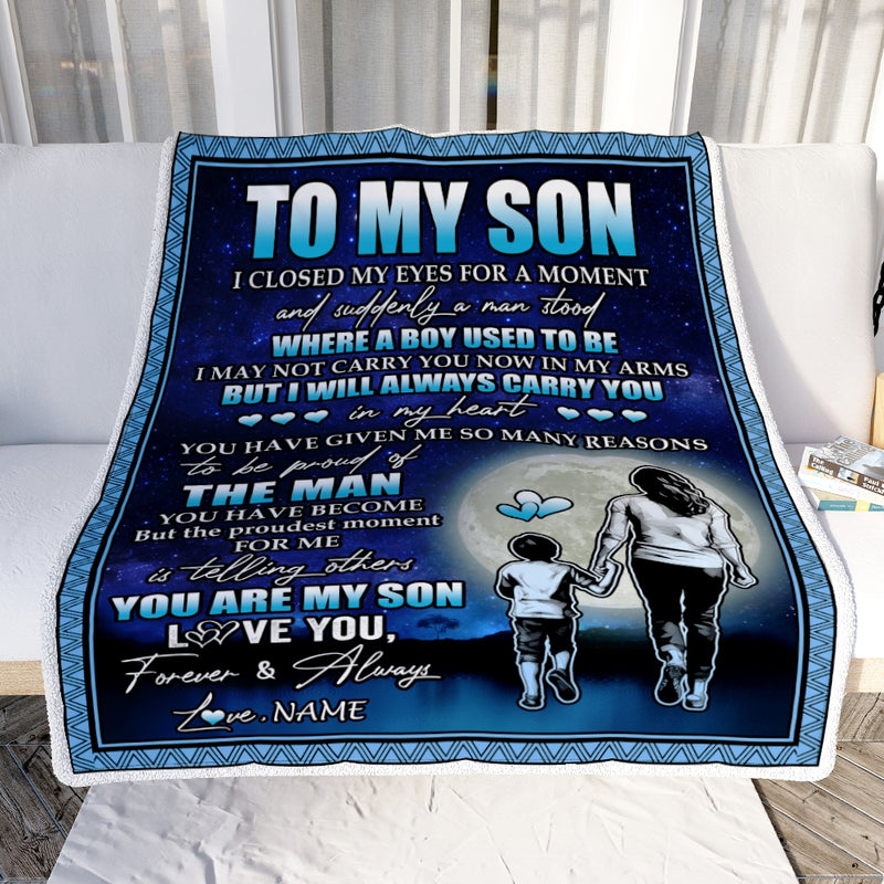 Personalized To My Son Blanket From Mom Mother I Closed My Eyes For A Moment Son Birthday Thanksgiving Graduation Christmas Customized Fleece Blanket Blanket mockup 2 800x.jpg