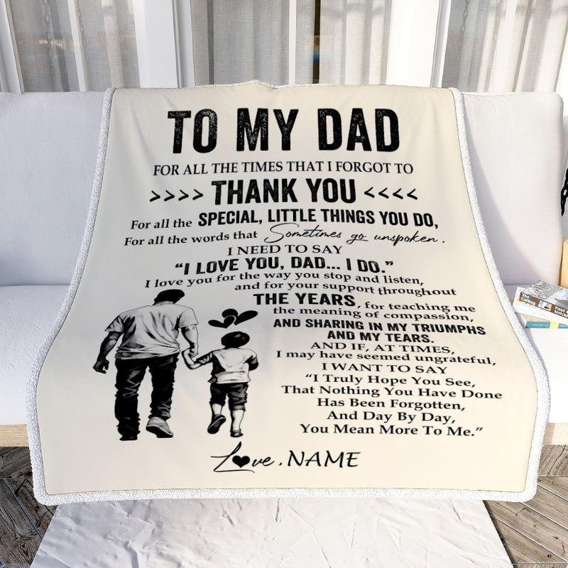 Personalized To My Dad Blanket From Son For All The Times That I Forgot To Thank You Dad Birthday Fathers Day Christmas Customized Fleece Blanket Blanket mockup 2 800x.jpg
