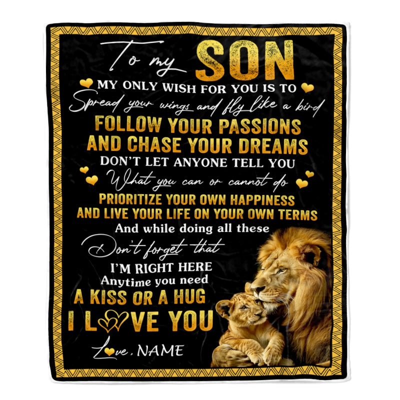 Personalized To My Son Blanket From Dad Father Lion My Only Wish For You Son Birthday Graduation Christmas Customized Fleece Throw Blanket Blanket mockup 1 800x.jpg