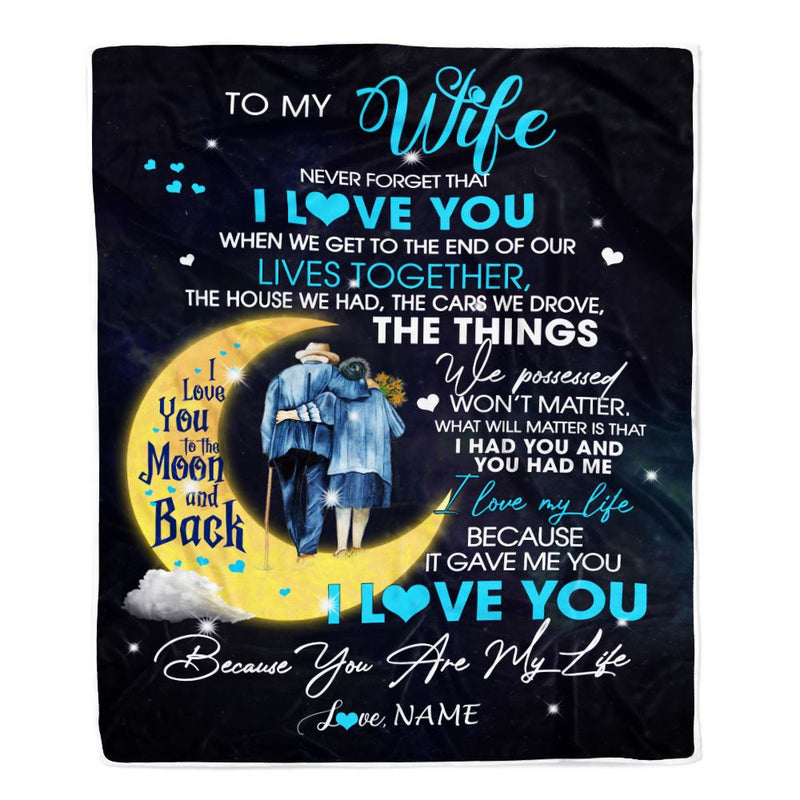 Personalized To My Wife Blanket from Husband I Love You You are My Life Moon Wife Birthday Anniversary Valentines Day Christmas Customized Fleece Throw Blanket Blanket mockup 1 800x.jpg