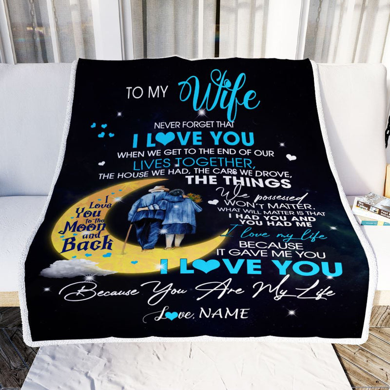 Personalized To My Wife Blanket from Husband I Love You You are My Life Moon Wife Birthday Anniversary Valentines Day Christmas Customized Fleece Throw Blanket Blanket mockup 2 800x.jpg