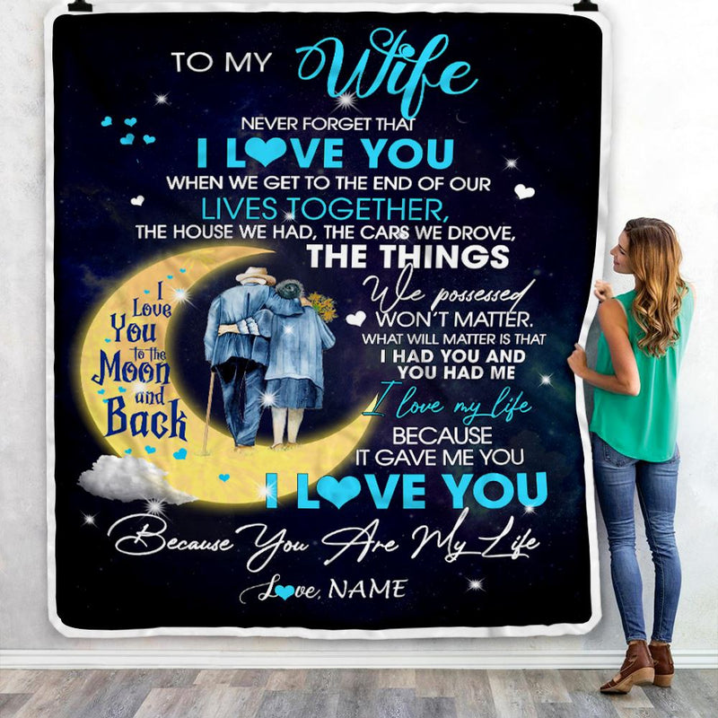 Personalized To My Wife Blanket from Husband I Love You You are My Life Moon Wife Birthday Anniversary Valentines Day Christmas Customized Fleece Throw Blanket Blanket mockup 3 800x.jpg