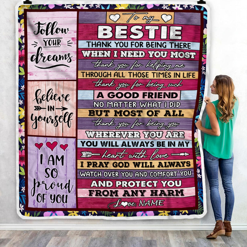 Personalized To My Bestie Blanket from Best Friend Sister You Will Always Be In My Heart Bestie Birthday Thanksgiving Christmas Customized Fleece Throw Blanket Blanket mockup 3 800x.jpg