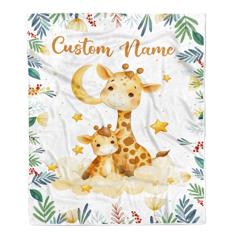 Personalized Baby Blanket with Name Custom Mom and Baby Giraffe Newborn Boy Girl Kids Son Daughter Niece Birthday Christmas Customized Fleece Blanket Blanket mockup 1 800x.jpg