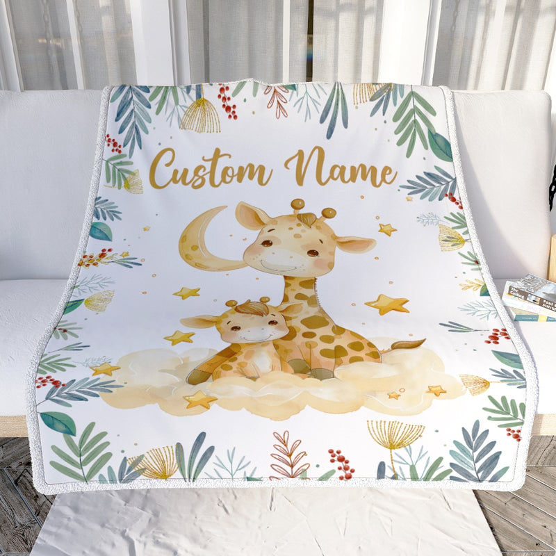 Personalized Baby Blanket with Name Custom Mom and Baby Giraffe Newborn Boy Girl Kids Son Daughter Niece Birthday Christmas Customized Fleece Blanket Blanket mockup 2 800x.jpg