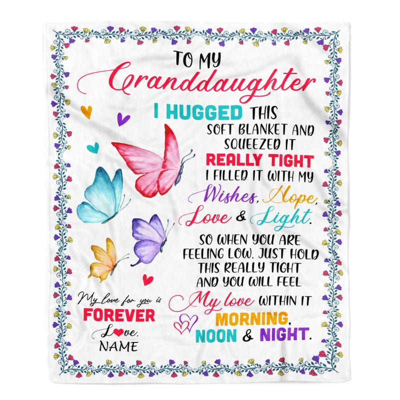 Personalized To My Granddaughter Blanket From Grandma Grandpa Butterfly I Huggest This Soft Blanket Granddaughter Birthday Christmas Bed Fleece Throw Blanket Blanket mockup 1 800x.jpg