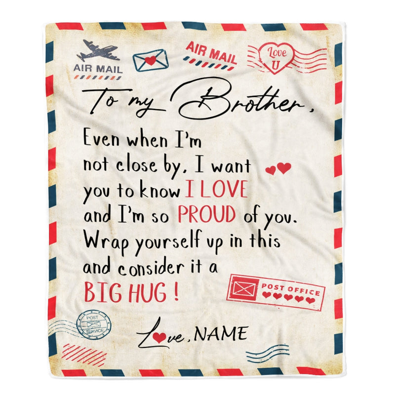Personalized To My Brother Blanket from Sister Proud Of You Air Mail Letter Brother Birthday Graduation Christmas Gift Customized Bed Fleece Throw Blanket Blanket mockup 1 800x.jpg