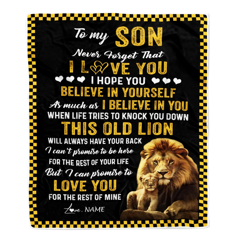Personalized To My Son Blanket From Dad This Old Lion Love You Son Birthday Graduation Christmas Customized Fleece Blanket Blanket mockup 2 800x.jpg