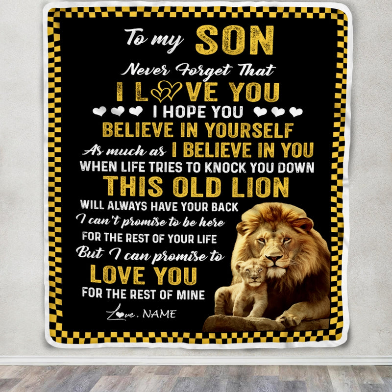 Personalized To My Son Blanket From Dad This Old Lion Love You Son Birthday Graduation Christmas Customized Fleece Blanket Blanket mockup 3 800x.jpg