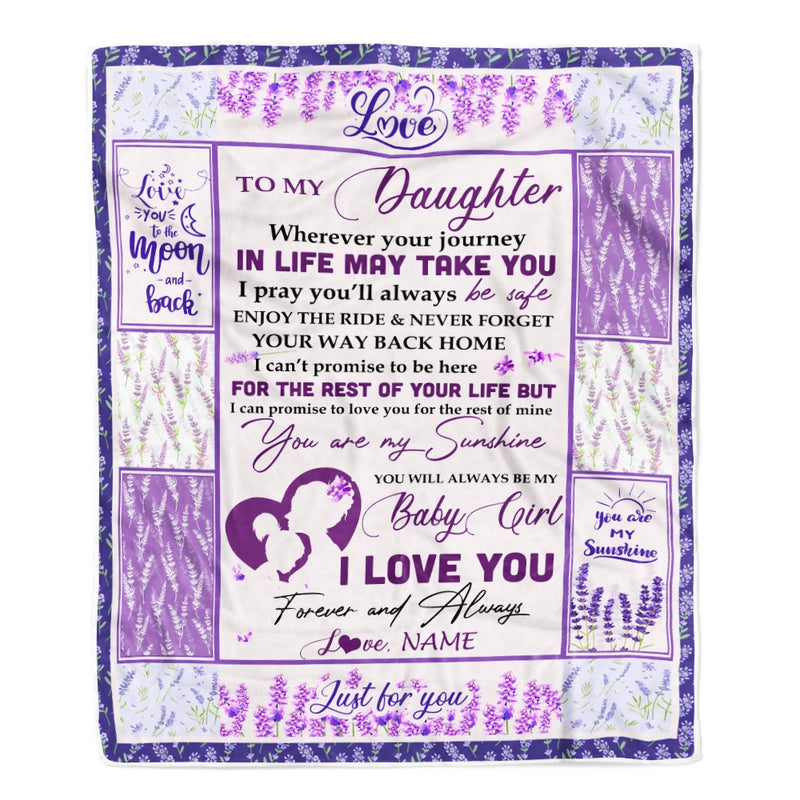 Personalized To My Daughter Blanket From Mom Dad Love You Are My Sunshine Flower Purple Daughter Birthday Christmas Thanksgiving Customized Fleece Blanket Blanket mockup 3 800x.jpg