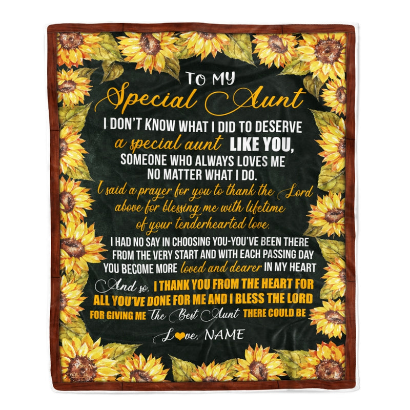Personalized To My Special Aunt Blanket from Niece Nephew Thank you The Best Aunt Birthday Mothers Day Thanksgiving Christmas Customized Fleece Blanket Blanket mockup 1 800x.jpg