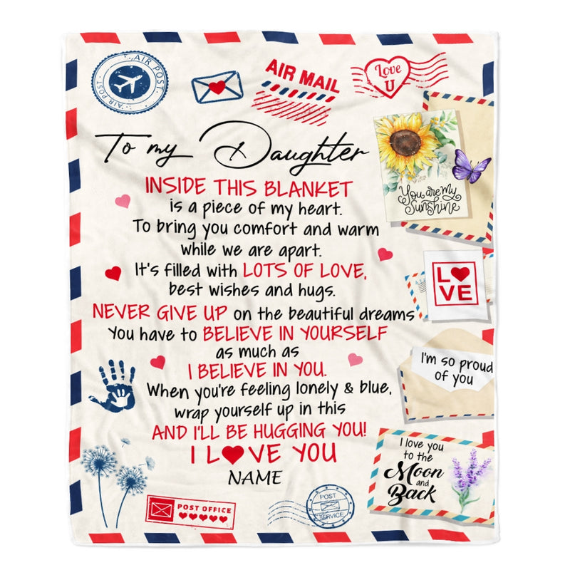Personalized To My Daughter Blanket From Mom Dad You Are My Sunshine Air Mail Letter Daughter Birthday Christmas Graduation Customized Fleece Blanket Blanket mockup 1 800x.jpg