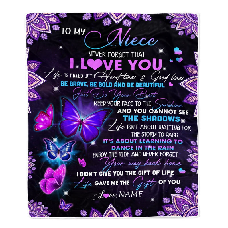 Personalized To My Niece I Love You From Aunt Auntie Uncle Butterfly Niece Birthday Christmas Thanksgiving Graduation Customized Fleece Blanket Blanket mockup 1 800x.jpg