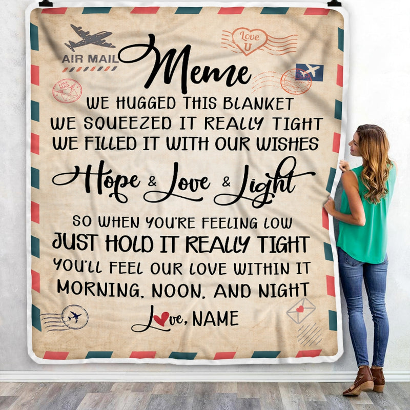 Personalized Meme Blanket From Grandkids We Hugged This Blanket Mail Letter meme Birthday Mothers Day Christmas Customized Fleece Blanket Blanket mockup 3 800x.jpg